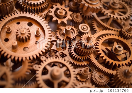 木製の歯車1　AI生成画像 105154766