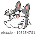 うちわで扇ぐフレンチブルドッグ 105154781