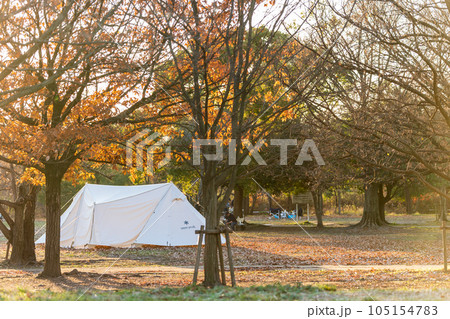 秋のキャンプ場の風景 105154783