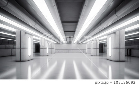 Abstract white studio background for product presentation. Empty gray room with shadows of window. Display product with blurred backdrop. AI Generative 105156092