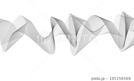 Line of vector abstract graphic wave patterns. Digital frequency Curved wavy line, smooth stripe. Background and modern waves style. 105156569