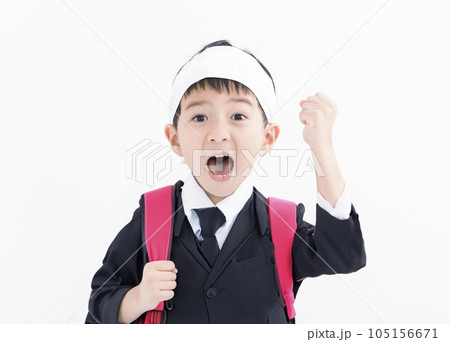 Excited Boy student uniform isolated white Excited Boy student uniform isolated white 105156671