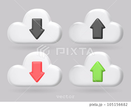 3d render media cloud for management multimedia data. Data transfer 3d icon. Cloud data storage icon. Cloud with arrows. Upload, download symbols. 3D vector illustration 3d render media cloud for management multimedia data. Data transfer 3d icon. Cloud data storage icon. Cloud with arrows. Upload, download symbols. 3D vector illustration 105156682
