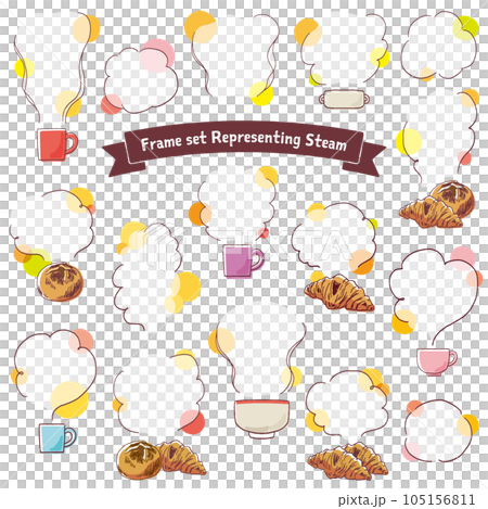 Hand-drawn illustration set of steam, steam, smell, and smoke colored no text 105156811