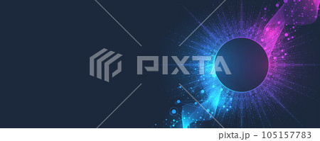 Music poster for electronic festival with dotted lines and waves. Party flyer cover design concept. Distorted music wave equalizer. Abstract amplitude of sound, Illustration Music poster for electronic festival with dotted lines and waves. Party flyer cover design concept. Distorted music wave equalizer. Abstract amplitude of sound, Illustration 105157783