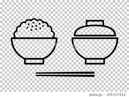 ご飯と蓋付きお味噌汁 105157812