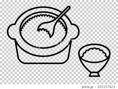 Rice in an earthenware pot and rice in a bowl Rice in an earthenware pot and rice in a bowl 105157821