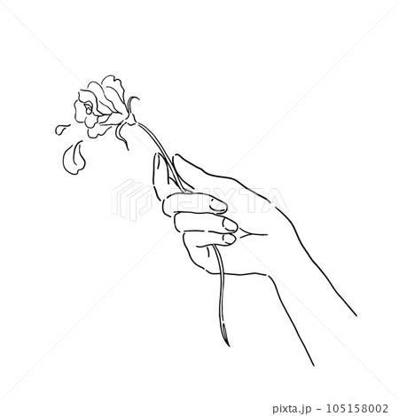 ボールペン画 手の花
