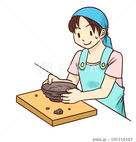 陶芸をする子ども 105158387