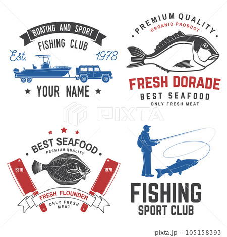 Set of fishing and seafood badges, logos,のイラスト素材 [105158393] - PIXTA