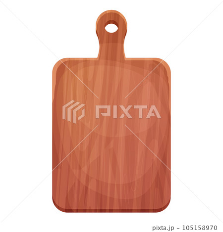 Cutting board wooden chopping desk top view in cartoon style isolated on white background. Wood shield, menu mockup Cutting board wooden chopping desk top view in cartoon style isolated on white background. Wood shield, menu mockup 105158970