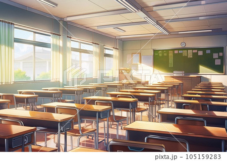 Anime classroom background illustration