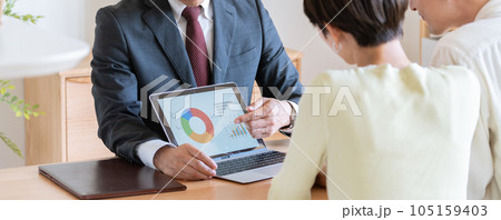 夫婦に営業するビジネスマン 夫婦に営業するビジネスマン 105159403