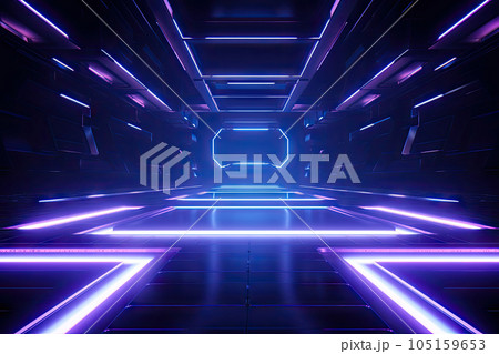 Abstract Speed light trails effect path, fast moving neon futuristic technology background, future virtual reality, motion effect, curve of neon bright, highway speed light, with Generative Ai. 105159653