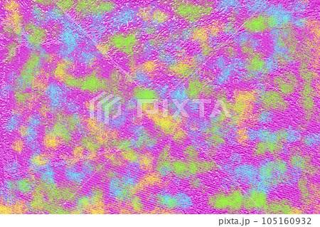 On paper pink wallpaper, uneven paint stains of neon bright colors. On paper pink wallpaper, uneven paint stains of neon bright colors. 105160932