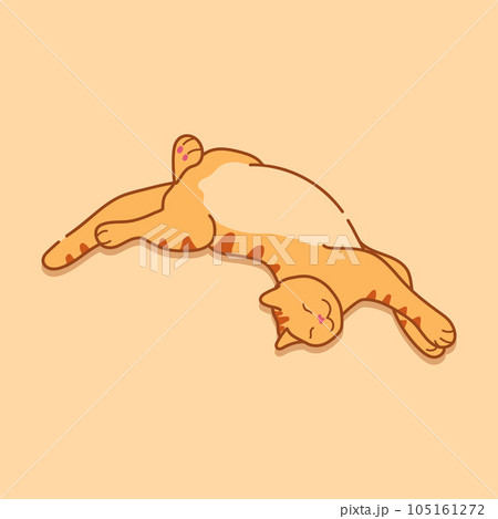 Well sleeping ginger cat in a relaxed position. Cute red tabby cat. Vector illustration Well sleeping ginger cat in a relaxed position. Cute red tabby cat. Vector illustration 105161272