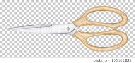 Garden scissors with wooden handles in watercolor style. Tools for the garden, creativity, beauty salon, sewing and atelier, equipment for cutting. Isolated illustration on a white background 105161822