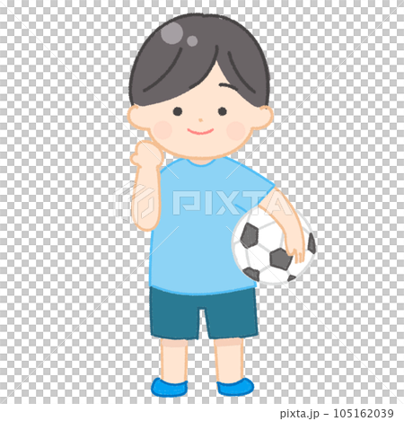 サッカーボールを持つ少年 ファイトポーズ サッカーボールを持つ少年 ファイトポーズ 105162039