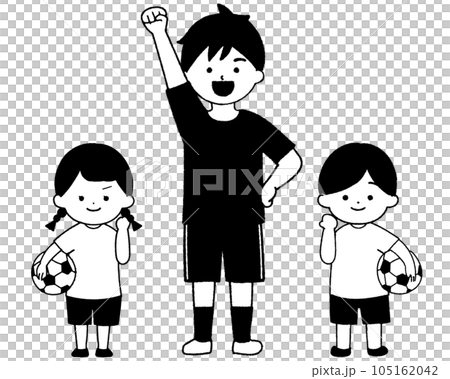 Soccer classroom teacher and child (black and white) 105162042