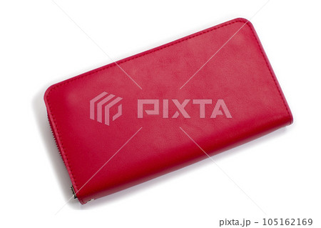Red leather wallet on a white background Red leather wallet on a white background 105162169