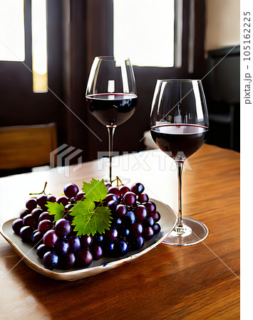 Realistic grapes wine neutral palette warm - Stock Illustration  [105302683] - PIXTA