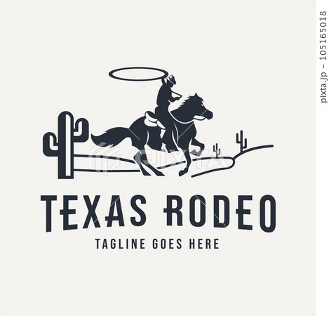 Horse silhouette rodeo texas cowboy Vintage Retro Western Country Logo design template 105165018