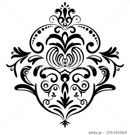 Vintage damask baroque ornament with floral retro antique style. Isolated element for wedding decoration. Vintage damask baroque ornament with floral retro antique style. Isolated element for wedding decoration. 105165069