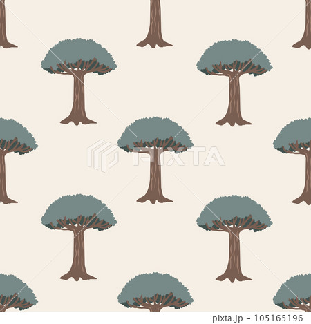Dragon blood tree seamless pattern. Socotra island landscape background, vector illustration. 105165196