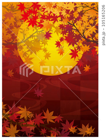 秋　紅葉　お月見　背景 105165206