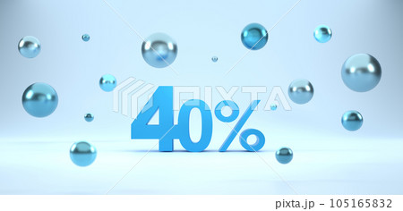 3D Rendering. 40 percent off with bubble ball…のイラスト素材 [105165832] - PIXTA