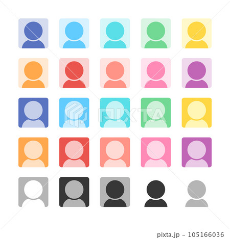 人のシルエットとカラフルな四角い形のアイコンのセット - 初期アイコン・プロフィール画像のイメージ 人のシルエットとカラフルな四角い形のアイコンのセット - 初期アイコン・プロフィール画像のイメージ 105166036