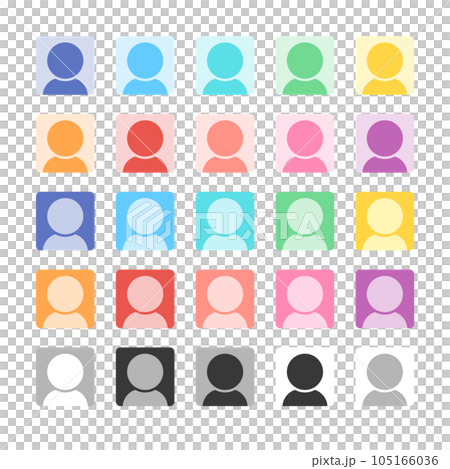 人のシルエットとカラフルな四角い形のアイコンのセット - 初期アイコン・プロフィール画像のイメージ 人のシルエットとカラフルな四角い形のアイコンのセット - 初期アイコン・プロフィール画像のイメージ 105166036