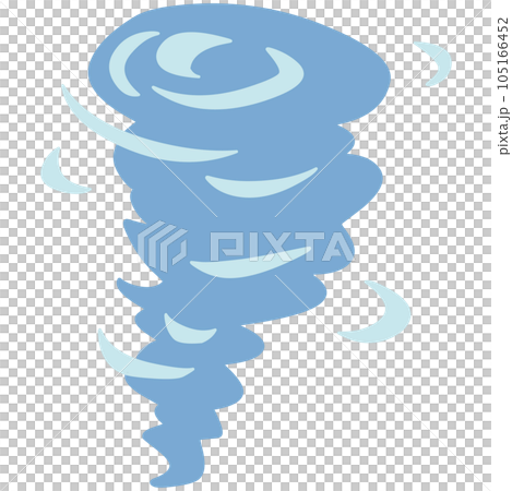 シンプルにデフォルメした青い竜巻のイラスト 105166452