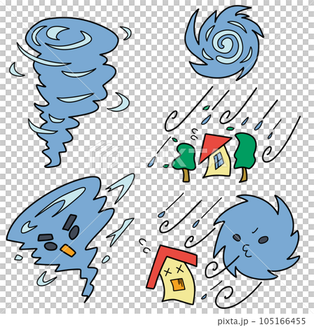 帶有颱風圖像的簡單變形彩色插圖集 帶有颱風圖像的簡單變形彩色插圖集 105166455
