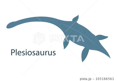 Illustration prehistoric underwater dinosaur plesiosaurus with fins Illustration prehistoric underwater dinosaur plesiosaurus with fins 105166561