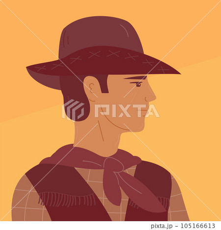 Portrait of a young male cowboy in a hat 105166613