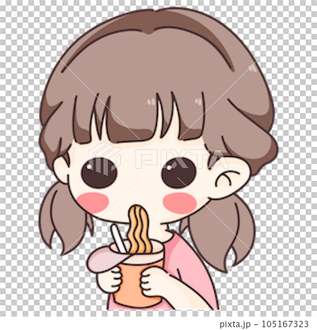 Cartoon cute girl eat 105167323