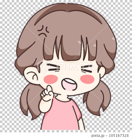 Cartoon cute girl angry 105167328