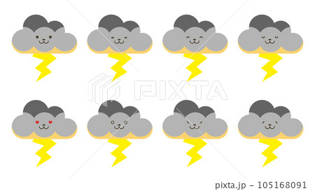 雷の絵文字セット(顔つき) 105168091