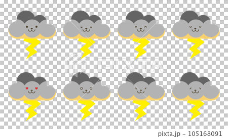 雷の絵文字セット(顔つき) 105168091