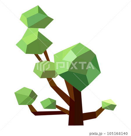 Abstract low poly tree icon isolated. Geometric forest polygonal style. 3d low poly symbol. Stylized eco design element. Abstract low poly tree icon isolated. Geometric forest polygonal style. 3d low poly symbol. Stylized eco design element. 105168140