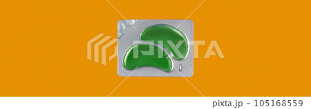 Eco eye patches on orange background. Face care beauty treatment concept Eco eye patches on orange background. Face care beauty treatment concept 105168559