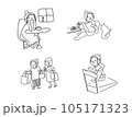 充実した女性の生活のモノクロ線画 105171323