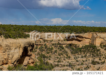 Sunny view of the historical ruins in Mesa Verde National Park Sunny view of the historical ruins in Mesa Verde National Park 105171421