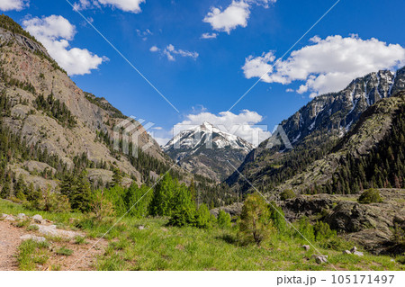 Sunny view of landscape around Ouray 105171497