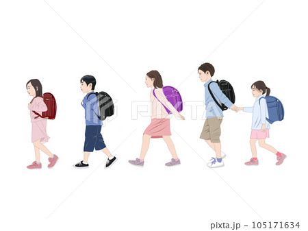 列になって通学する小学生のイラスト 列になって通学する小学生のイラスト 105171634