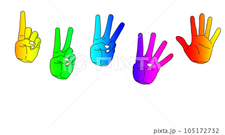 手で数字を表すイラスト。指の数、1、2、3、4、5。 105172732