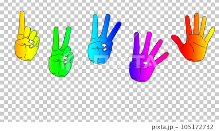 手で数字を表すイラスト。指の数、1、2、3、4、5。 105172732