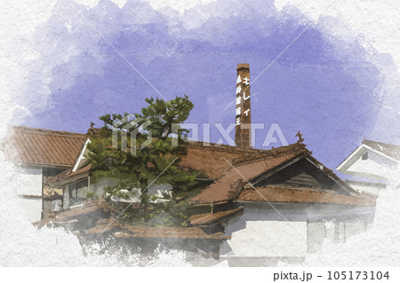 水彩画風 西条酒蔵通り 亀齢酒造 広島県東広島市 水彩画風 西条酒蔵通り 亀齢酒造 広島県東広島市 105173104