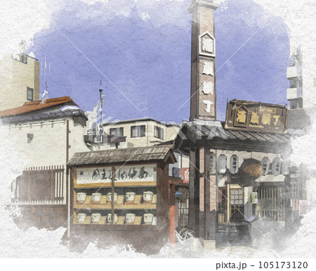 水彩画風 西条酒蔵通り 酒蔵横丁 広島県東広島市 水彩画風 西条酒蔵通り 酒蔵横丁 広島県東広島市 105173120